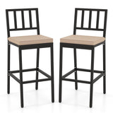 Tangkula Patio Bar Chairs, Heavy-Duty Metal Frame Bar Stools w/Backrest, Indoor Outdoor Barstools