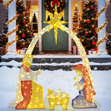 Tangkula Christmas 6 Feet Lighted Nativity Scene Yard Decoratio with 240 Warm White LED Lights