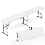 Tangkula 6 FT Plastic Folding Bench, Foldable Bench Seat with Carry Handle, Non-Slip Mat