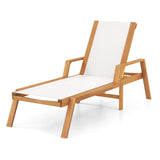 Tangkula Patio Chaise Lounge Chair, 5 Position Adjustable Acacia Wood Patio Lounger