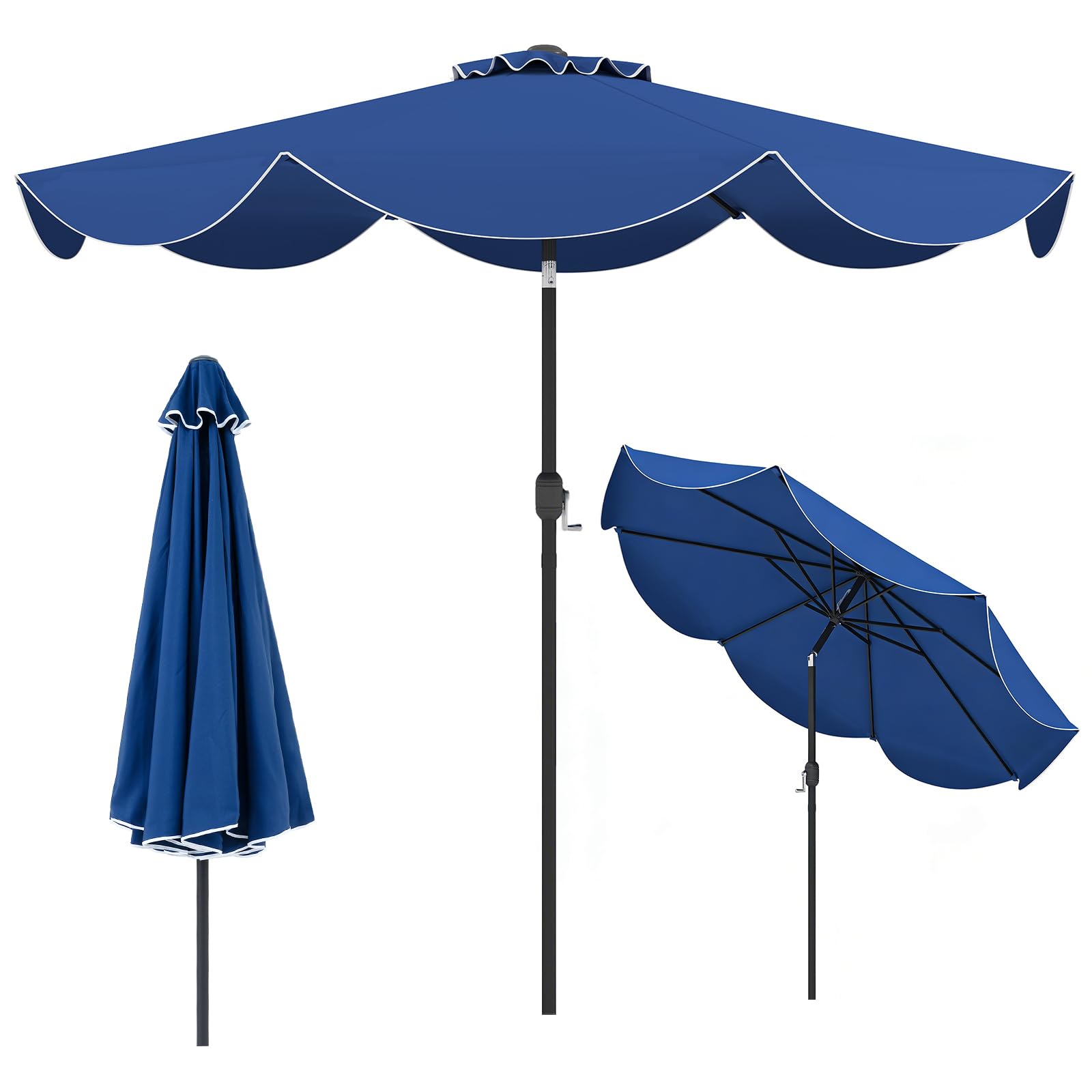 Tangkula 9 ft Patio Umbrella w/Crank Handle, Navy