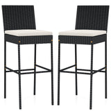 Tangkula Outdoor Bar Height Chair with Soft Seat Cushion & Cozy Footrest