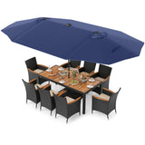 Tangkula 11 Pieces Patio Dining Set with Double-Sided Led Patio Umbrella (Base Included)