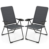 Tangkula Patio Chairs Set of 2/4, Folding Patio Dining Chairs with 7 Adjustable Backrest Positions
