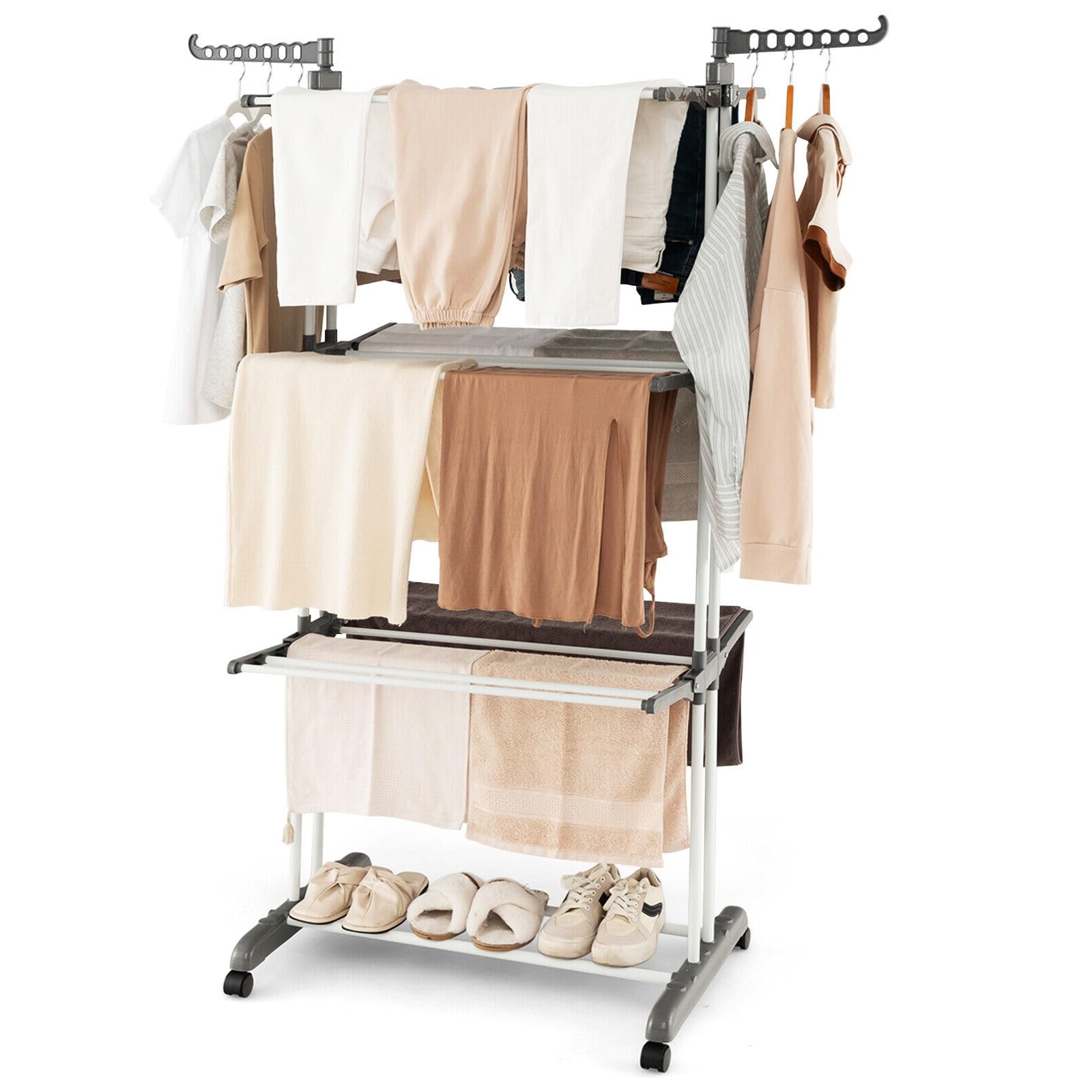 Tangkula 4-Tier Clothes Drying Rack, Collapsible Laundry Rack