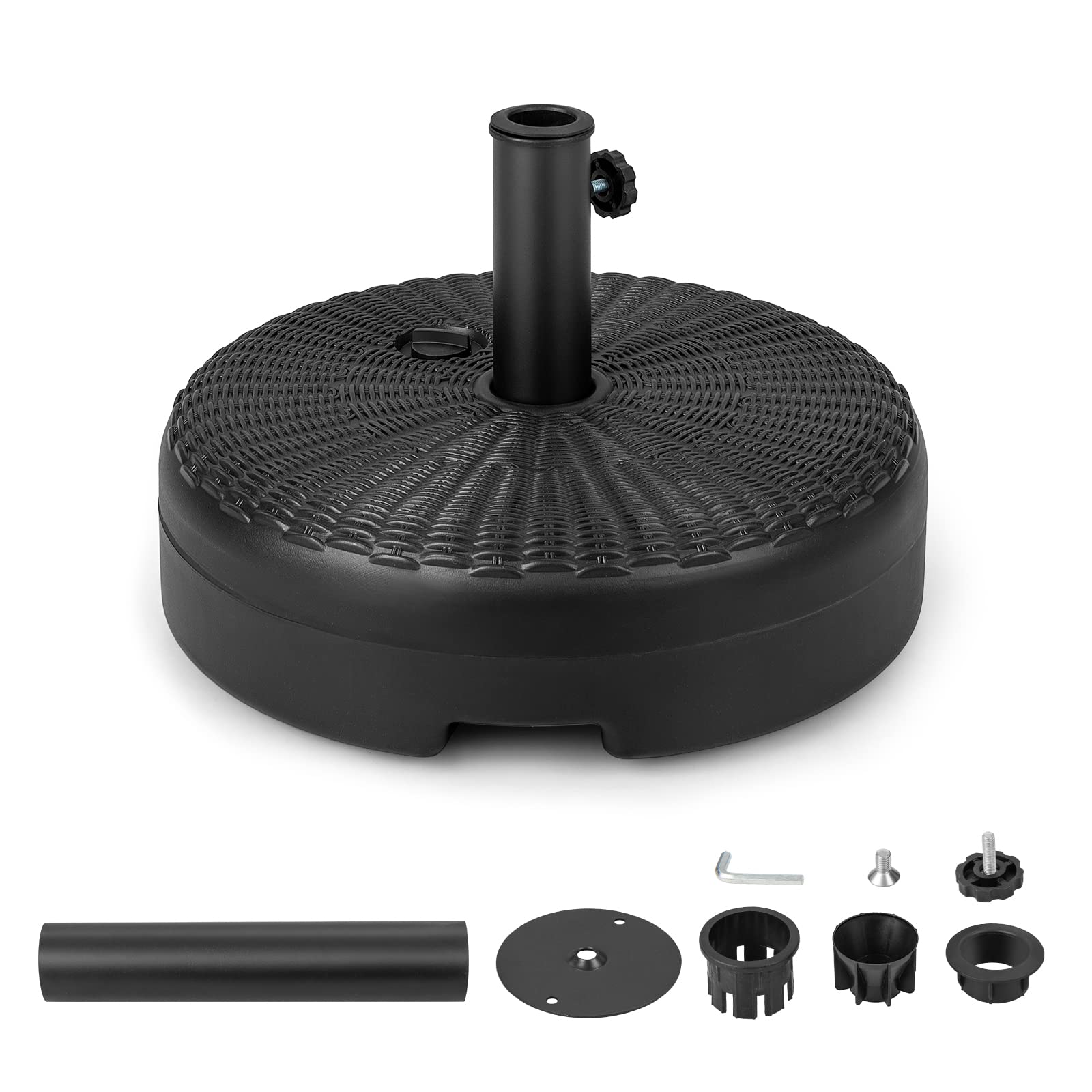 heavy duty patio umbrella stands Tangkula Fillable Umbrella Base Stand, Water & Sand Filled 66 lbs Heavy-Duty Patio Umbrella Weighted Stand