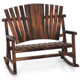 Tangkula 2 Person Wood Outdoor Rocking Chair