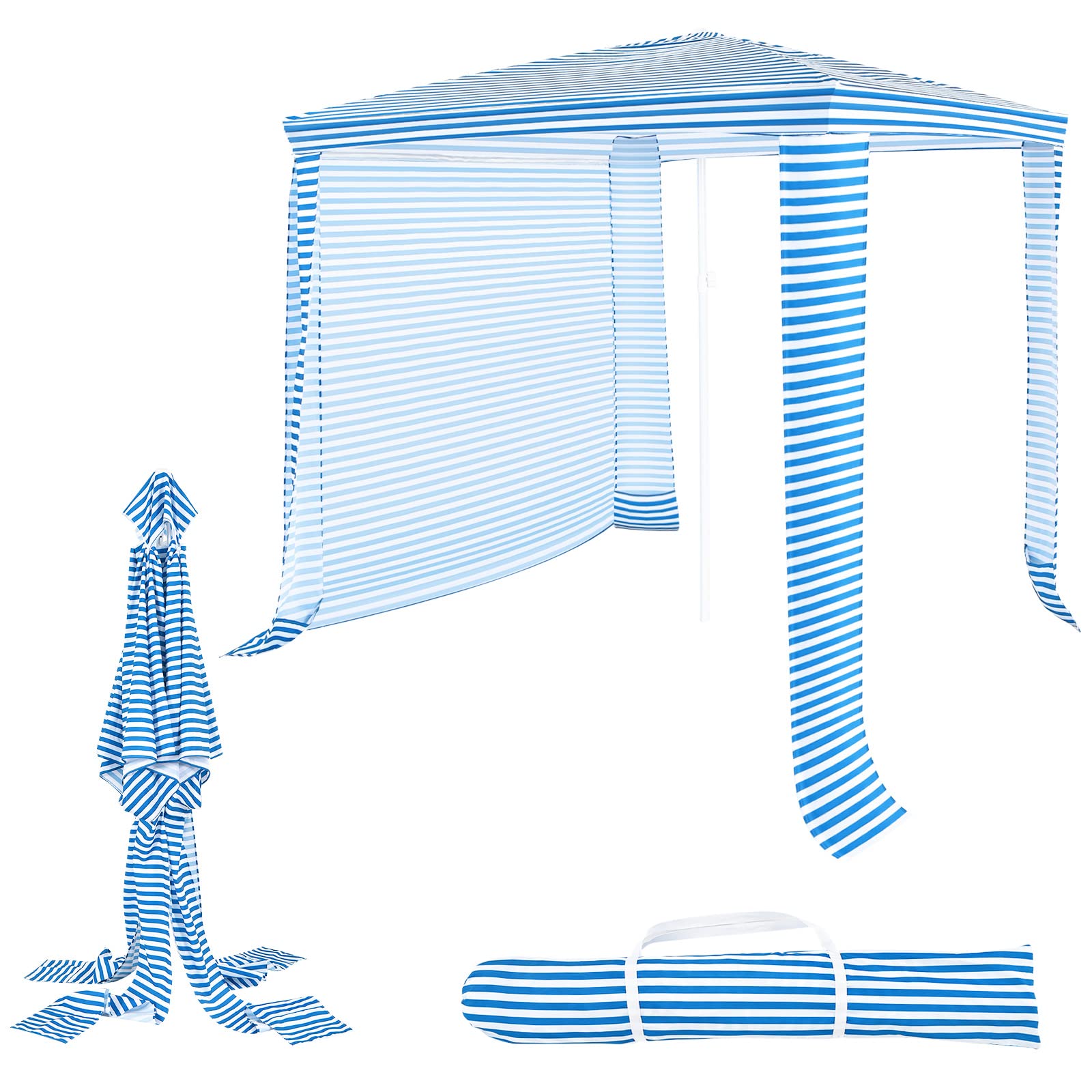 kmart beach tent 6.6' x 6.6' Foldable Beach Cabana, Easy Set-up Portable Beach Canopy w – tangkula