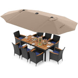 Tangkula 11 Pieces Patio Dining Set with Double-Sided Led Patio Umbrella (Base Included)