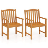 Tangkula Outdoor Wood Dining Chairs Set of 2/4 Slatted Patio Heavy Duty Acacia Armchairs