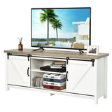 Tangkula Sliding Barn Door TV Stand, Wood TV Storage Cabinet for TVs Up to 65 Inch
