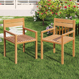 Tangkula Outdoor Teak Wood Chair with Slatted Seat & Backrest