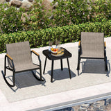 Tangkula 3 Piece Patio Rocking Bistro Set with Tempered Glass Coffee Table
