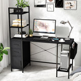 Tangkula Computer Desk with 2 Drawers & Open Shelves
