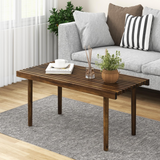 Tangkula Wood Coffee Table, Farmhouse Acacia Wood Cocktail Table with Slatted Tabletop for Living Room