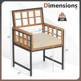 Tangkula Acacia Wood Patio Chairs Set of 6