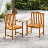 Tangkula Outdoor Wood Dining Chairs Set of 2/4 Slatted Patio Heavy Duty Acacia Armchairs