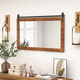 Tangkula Farmhouse Wall Mirror, 40" x 26" Rustic Bathroom Mirror with Fir Wood Frame