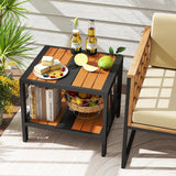 Tangkula Outdoor Side Table with 1.57” Umbrella Hole