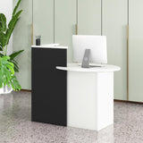 Tangkula Reception Desk, Front Counter Desk with Lockable Drawer & Adjustable Shelf