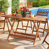 Tangkula Solid Wood Folding Bistro Table with Teak Painting