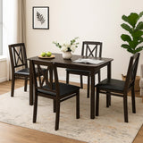 Tangkula 47" Dining Table Set for 4 Mid-Century Modern Dining Table and Chairs Set for Kitchen