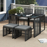 Tangkula 5 Pieces PE Wicker Patio Dining Set