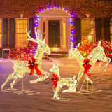 Tangkula 3-Piece Outdoor Christmas Lighted Reindeer Family Set, Light up Xmas Deer Decorations ( 3.4 FT+3.1 FT+1.6 FT )
