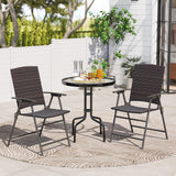 Tangkula Outdoor Folding Chairs Set of 2/4 Patio PE Wicker Dining Chairs