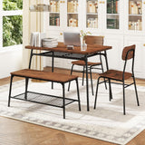Tangkula Dining Table Set for 4(Set for 4 with bench)
