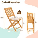 Tangkula 2/4 Pieces Folding Outdoor Dining Chairs, Acacia Wood Patio Chairs with Soft Cushions