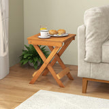 Tangkula Outdoor Folding Side Table, Hardwood Patio Bistro Table with Slatted Tabletop & X-Shaped Legs