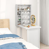 Tangkula Foldable Wall Mounted Desk, Floating Desk with Storage Shelves & Hooks