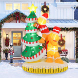 Tangkula 7 FT Lighted Christmas Inflatable Gingerbread Men Climbing Christmas Tree with LED Lights & Built-in Fan