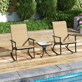 Tangkula 3 Piece Patio Rocker Set with Side Table for Porch
