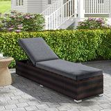 Tangkula Outdoor Chaise Lounge, Patio Wicker Lounge Chair w/ 4-Level Backrest, Heavy-Duty Metal Frame
