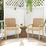 Tangkula Outdoor Chairs Set of 2/4, Patio Dining Chairs w/Paper Rope Woven Seat