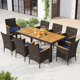 Tangkula 9 Pieces Patio PE Wicker Dining Set