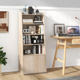Tangkula 6 Tier Bookcase, Modern Bookshelf w/ 2 Adjustable Shelves & Flip-up Door, Wood Storage Cabinet with 5 Open Shelves