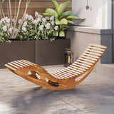 Tangkula Outdoor Chaise Lounge Chair, Acacia Wood Rocking Sun Lounger with Slatted Backrest and Seat