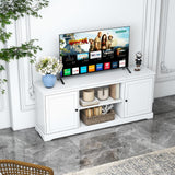 Tangkula White TV Stand for TVs up to 65" Home Entertainment Center with 2 Storage Cabinets & Adjustable Shelves