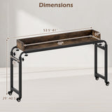 Tangkula Overbed Desk with Wheels Queen Size Mobile Bed Desk with Adjustable Height