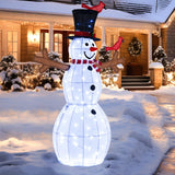 Tangkula 4.8 FT Christmas Lighted Snowman with Red Birds, Indoor/Outdoor Pre-Lit Xmas Snowman with 120 LED Lights
