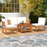 Tangkula 5/10 Pieces Acacia Wood Patio Furniture Set, Outdoor Sectional Conversation Set with Cushions