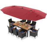 Tangkula 11 Pieces Patio Dining Set with Double-Sided Led Patio Umbrella (Base Included)
