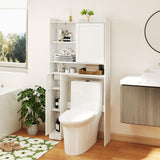 Tangkula Over The Toilet Cabinet Freestanding Bathroom Space Saver with Sliding Door