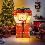 Tangkula Lighted Snowman in Gift Box Christmas Decoration
