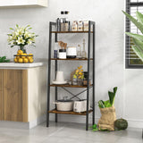 Tangkula Ladder Bookshelf, 4-Tier Industrial Wood Bookcase