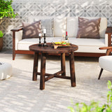 Tangkula Patio End Table with Solid Wood Structure