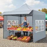 Tangkula 10 x 10 FT Pop up Canopy Tent with Sidewalls and Awning for Party Picnic Event